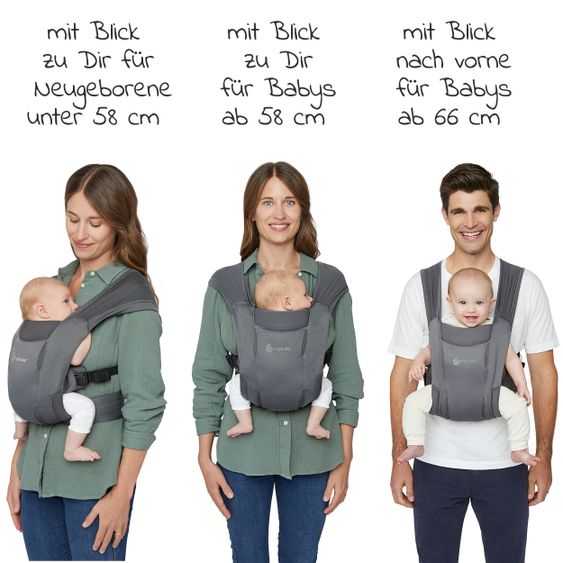 Ergobaby Babytrage Embrace Soft Air Mesh für Neugeborene - Washed Black