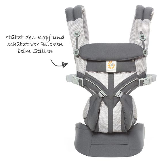 Ergobaby Babytrage Omni 360 Cool Air Mesh für 4 Tragepositionen mit Lordosestütze - Carbon Grey
