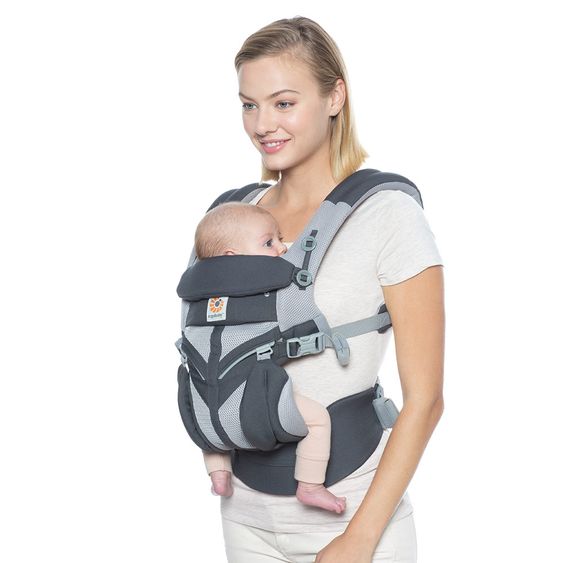 Ergobaby Babytrage Omni 360 Cool Air Mesh für 4 Tragepositionen mit Lordosestütze - Carbon Grey