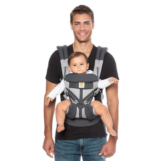 Ergobaby Babytrage Omni 360 Cool Air Mesh für 4 Tragepositionen mit Lordosestütze - Carbon Grey