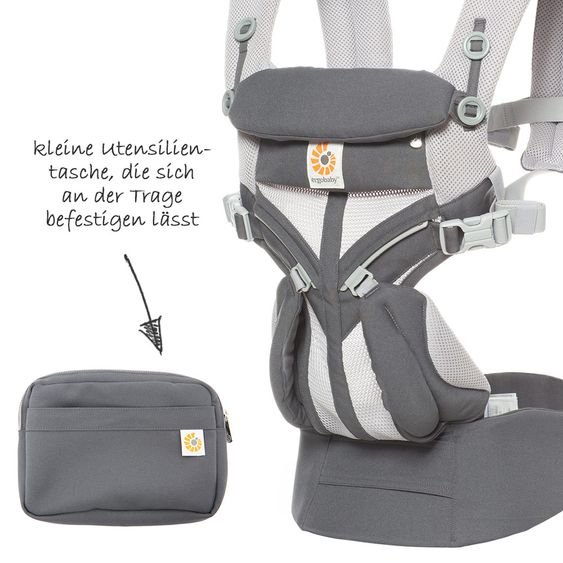 Ergobaby Babytrage Omni 360 Cool Air Mesh für 4 Tragepositionen mit Lordosestütze - Carbon Grey
