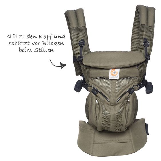 Ergobaby Babytrage Omni 360 Cool Air Mesh für 4 Tragepositionen mit Lordosestütze - Khaki Green