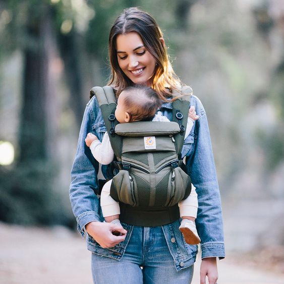 Ergobaby Babytrage Omni 360 Cool Air Mesh für 4 Tragepositionen mit Lordosestütze - Khaki Green