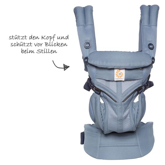 Ergobaby Babytrage Omni 360 Cool Air Mesh für 4 Tragepositionen mit Lordosestütze - Oxford Blue