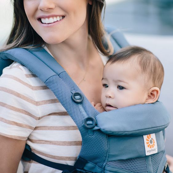 Ergobaby Babytrage Omni 360 Cool Air Mesh für 4 Tragepositionen mit Lordosestütze - Oxford Blue