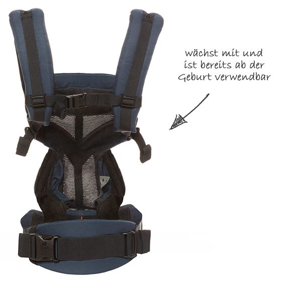 Ergobaby Babytrage Omni 360 Cool Air Mesh für 4 Tragepositionen mit Lordosestütze - Raven