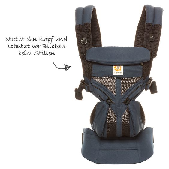 Ergobaby Babytrage Omni 360 Cool Air Mesh für 4 Tragepositionen mit Lordosestütze - Raven