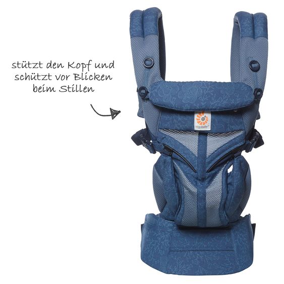 Ergobaby Babytrage Omni 360 Cool Air Mesh mit 4 Tragepositionen mit Lordosestütze - Blue Blooms
