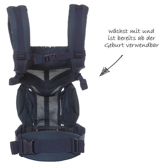 Ergobaby Babytrage Omni 360 Cool Air Mesh mit 4 Tragepositionen mit Lordosestütze - Star Struck