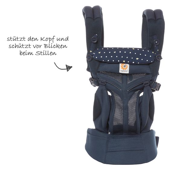 Ergobaby Babytrage Omni 360 Cool Air Mesh mit 4 Tragepositionen mit Lordosestütze - Star Struck