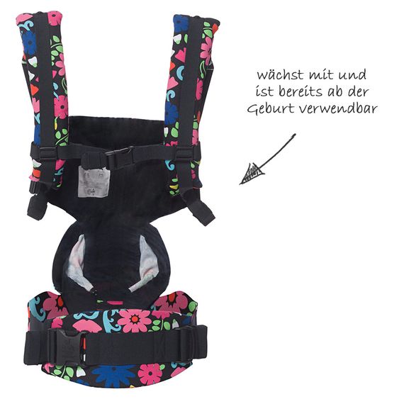 Ergobaby Babytrage Omni 360 für 4 Tragepositionen mit Lordosestütze - French Bull Flores