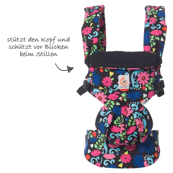 Ergobaby Babytrage Omni 360 für 4 Tragepositionen mit Lordosestütze - French Bull Flores