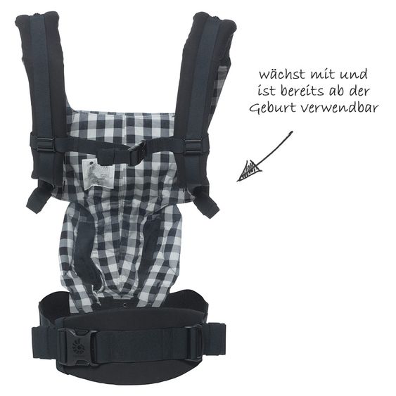 Ergobaby Babytrage Omni 360 für 4 Tragepositionen mit Lordosestütze - Gingham