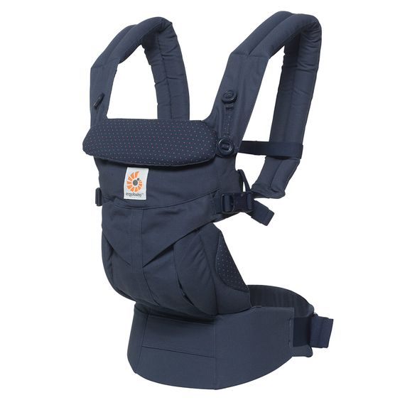 Ergobaby Babytrage Omni 360 für 4 Tragepositionen mit Lordosestütze - Navy Mini Dots