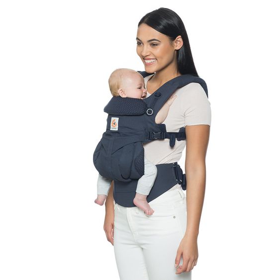 Ergobaby Babytrage Omni 360 für 4 Tragepositionen mit Lordosestütze - Navy Mini Dots