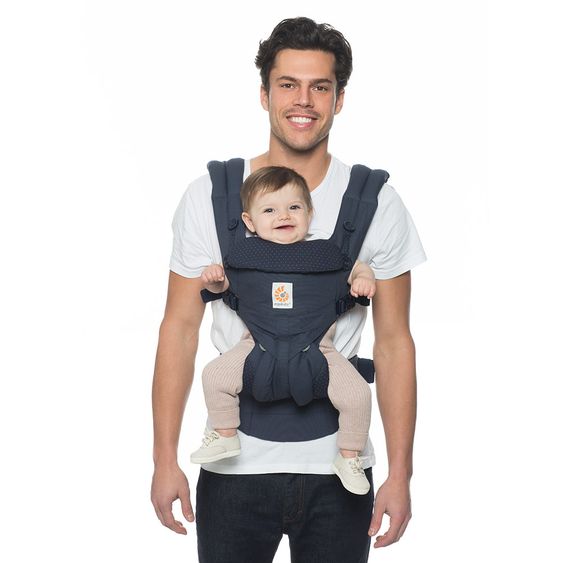Ergobaby Babytrage Omni 360 für 4 Tragepositionen mit Lordosestütze - Navy Mini Dots