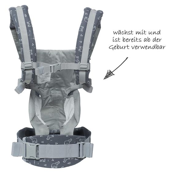 Ergobaby Babytrage Omni 360 für 4 Tragepositionen mit Lordosestütze - Trunks Up
