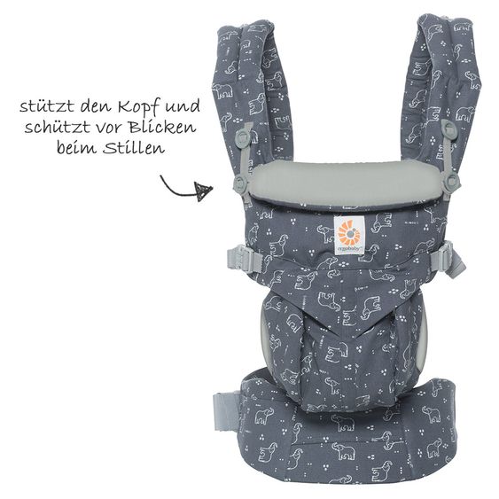 Ergobaby Babytrage Omni 360 für 4 Tragepositionen mit Lordosestütze - Trunks Up