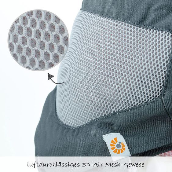 Ergobaby Babytrage-Set 360 Cool Air Mesh für 4 Tragepositionen inkl. Neugeboreneneinsatz Cool Air Snug Grey - Carbon Grey