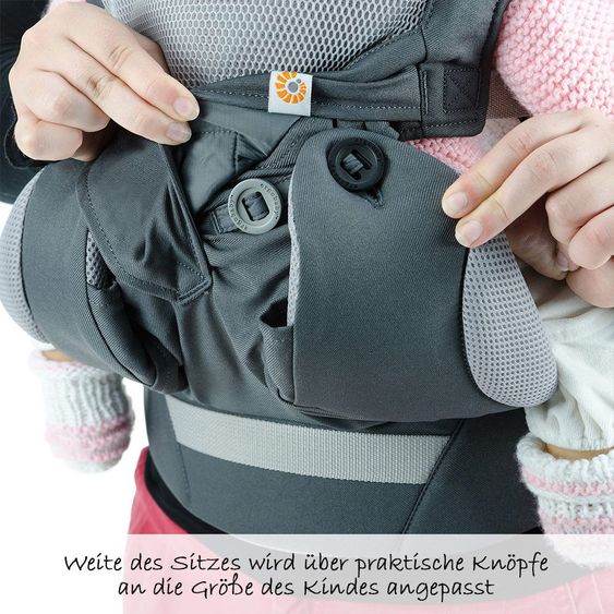 Ergobaby Babytrage-Set 360 Cool Air Mesh für 4 Tragepositionen inkl. Neugeboreneneinsatz Cool Air Snug Grey - Carbon Grey
