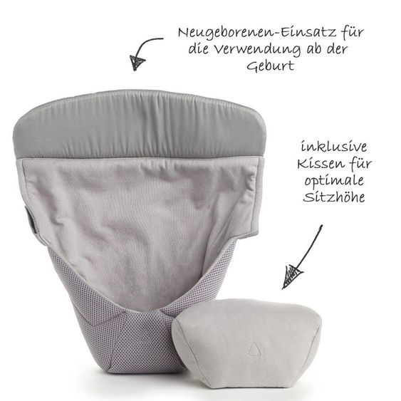 Ergobaby Babytrage-Set 360 Cool Air Mesh für 4 Tragepositionen inkl. Neugeboreneneinsatz Cool Air Snug Grey - Carbon Grey
