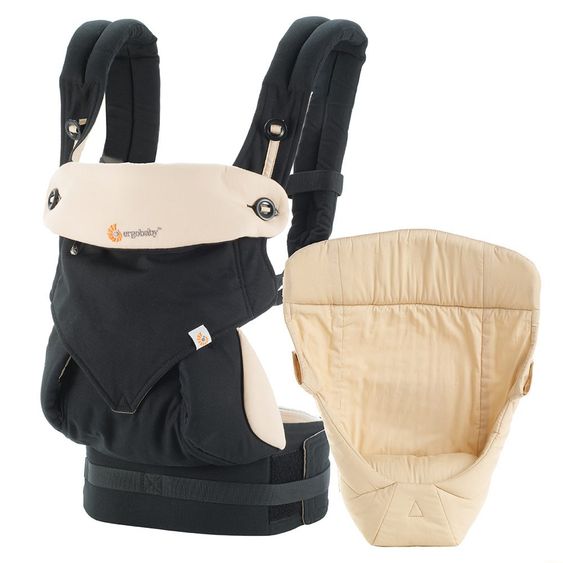 Ergobaby Babytrage-Set 360 Paket von Geburt an inkl. Neugeboreneneinsatz Easy Snug Grey - Black Camel