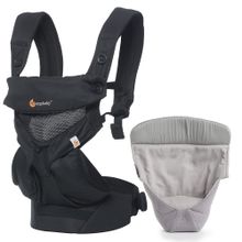 Baby Carrier Set 360 Cool Air Mesh Package from birth incl. newborn insert Cool Air Easy Snug Natural - Onyx Black