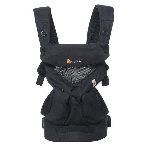 Ergobaby Babytragen-Set 360 Cool Air Mesh Paket von Geburt an inkl. Neugeboreneneinsatz Cool Air Easy Snug Natural - Onyx Black
