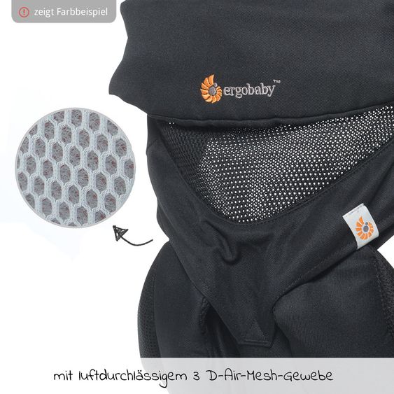 Ergobaby Babytragen-Set 360 Cool Air Mesh Paket von Geburt an inkl. Neugeboreneneinsatz Cool Air Easy Snug Natural - Onyx Black