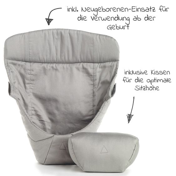 Ergobaby Babytragen-Set 360 von Geburt an inkl. Neugeboreneneinsatz Easy Snug Grey - Pearl Grey