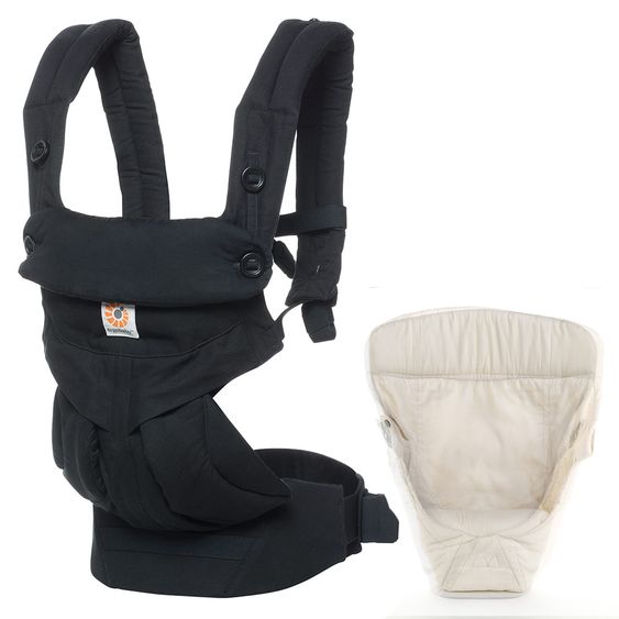 Ergobaby Babytragen-Set 360 von Geburt an inkl. Neugeboreneneinsatz Easy Snug Natural - Pure Black