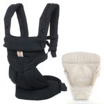 Babytragen-Set 360 von Geburt an inkl. Neugeboreneneinsatz Easy Snug Natural - Pure Black