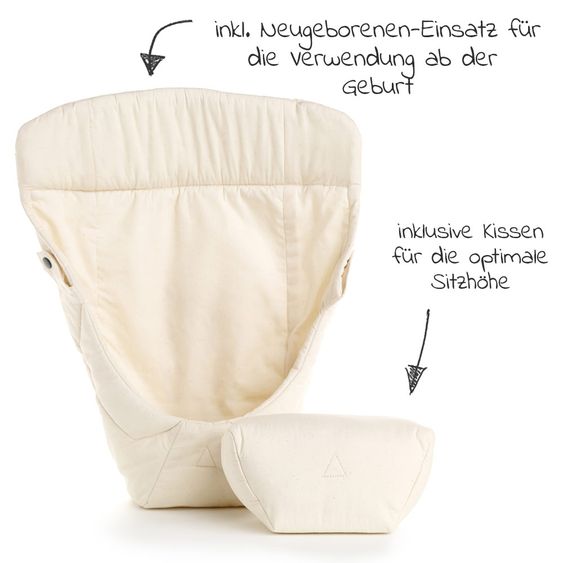 Ergobaby Babytragen-Set 360 von Geburt an inkl. Neugeboreneneinsatz Easy Snug Natural - Pure Black