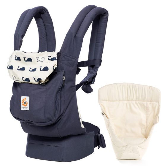 Ergobaby Babytragen-Set Orginal von Geburt an inkl. Neugeboreneneinsatz Easy Snug Natural - Marine