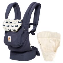 Babytragen-Set Orginal von Geburt an inkl. Neugeboreneneinsatz Easy Snug Natural - Marine