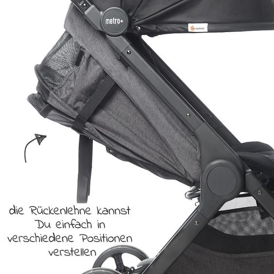 Ergobaby Buggy & Sportwagen Metro+  ab Geburt bis 4 Jahre (22 kg) mit nur 7,8 kg inkl. Regenschutz - Black