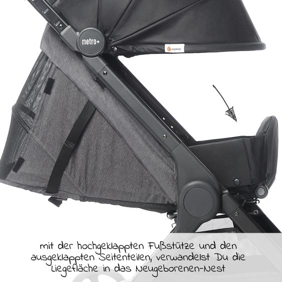 Ergobaby Buggy & Sportwagen Metro+  ab Geburt bis 4 Jahre (22 kg) mit nur 7,8 kg inkl. Regenschutz - Black