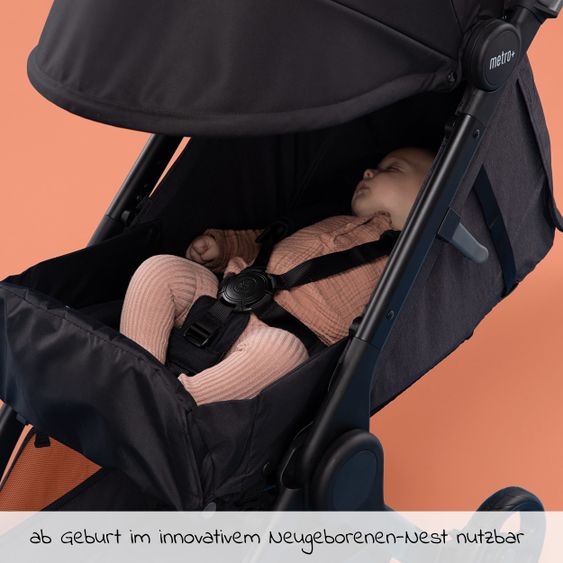 Ergobaby Buggy & Sportwagen Metro+  ab Geburt bis 4 Jahre (22 kg) mit nur 7,8 kg inkl. Regenschutz - Black