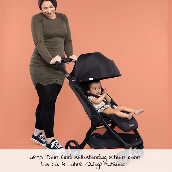 Ergobaby Buggy & Sportwagen Metro+  ab Geburt bis 4 Jahre (22 kg) mit nur 7,8 kg inkl. Regenschutz - Black