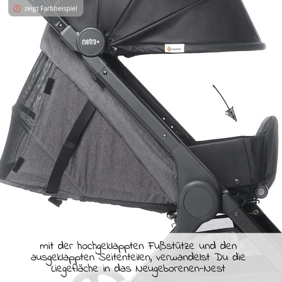 Ergobaby Buggy & Sportwagen Metro+ ab Geburt bis 4 Jahre (22 kg) mit nur 7,8 kg inkl. Regenschutz - Slate Grey