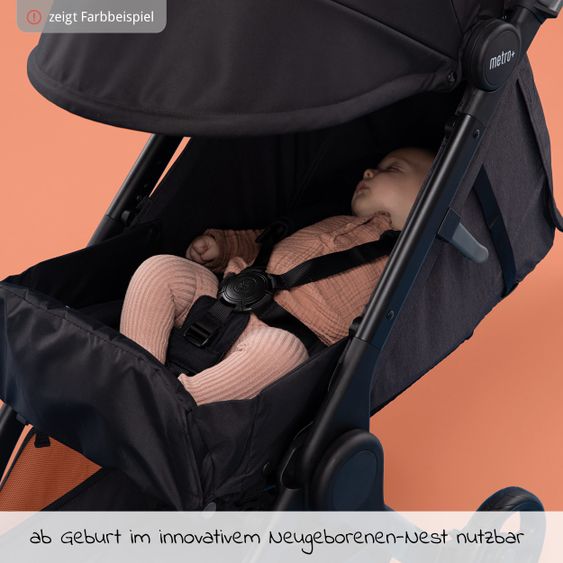 Ergobaby Buggy & Sportwagen Metro+ ab Geburt bis 4 Jahre (22 kg) mit nur 7,8 kg inkl. Regenschutz - Slate Grey