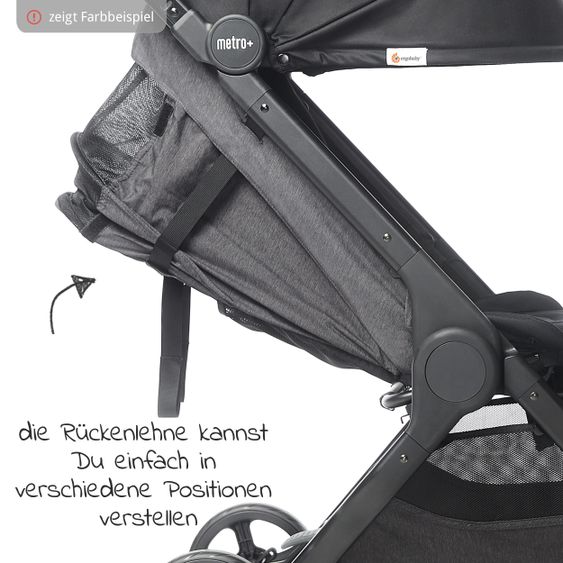 Ergobaby Buggy & Sportwagen Metro+ ab Geburt bis 4 Jahre (22 kg) mit nur 7,8 kg inkl. XXL-Zubehörpaket - Slate Grey