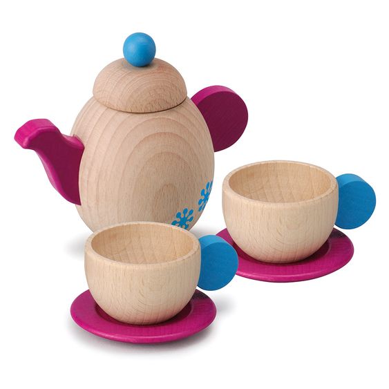 Erzi 6-tlg. Teeservice - Natur Pink Blau