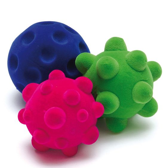 Erzi Motorikball-Mix 3er Pack aus Naturkautschuk 6,5 cm