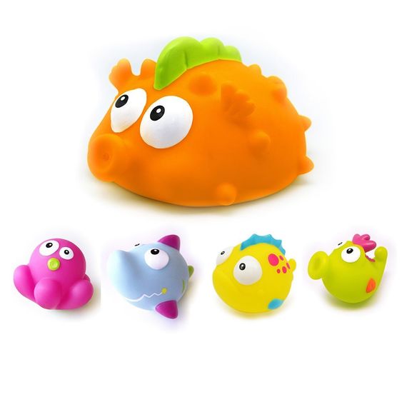 Escabbo Bade-Spritzfigur 5er Pack - Kugelfisch & Freunde
