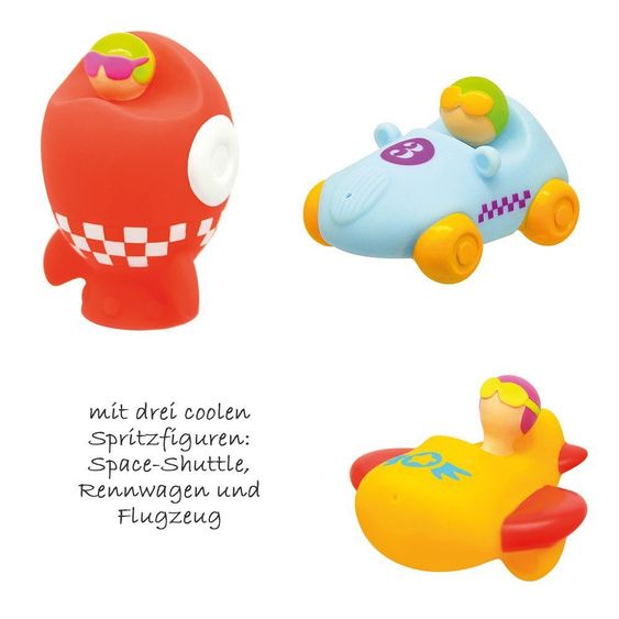 Escabbo Badewannen-Matte mit 3 Spritzfiguren - Fahrzeuge Vroom