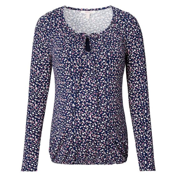 Esprit Langarmshirt mit Stillfunktion - Blümchen Dunkelblau - Gr. S