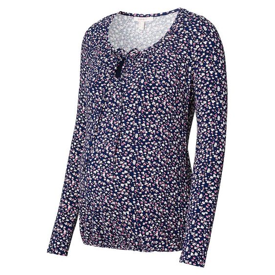 Esprit Langarmshirt mit Stillfunktion - Blümchen Dunkelblau - Gr. S