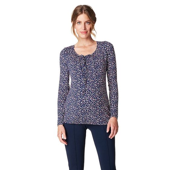 Esprit Langarmshirt mit Stillfunktion - Blümchen Dunkelblau - Gr. S