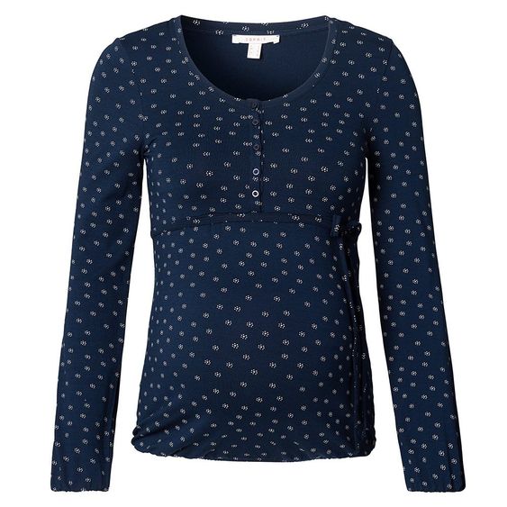 Esprit Langarmshirt mit Stillfunktion - Blumen Dunkelblau - Gr. S